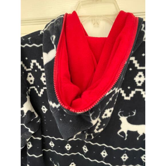 Tipsy Elves Reindeer Holiday Christmas Fleece Pajamas Jumpsuit Size XL - Picture 4 of 9